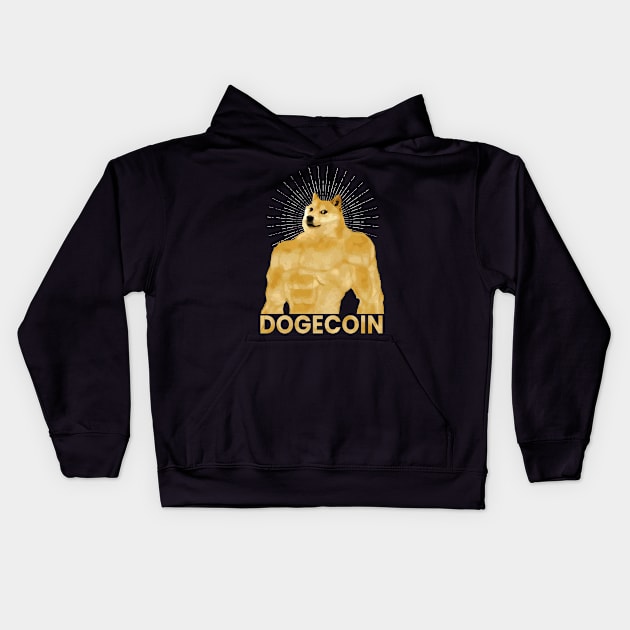 dogecoin strong Kids Hoodie by aldistar